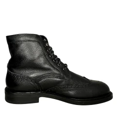Scarpe di Maremma Anfibio Artigianale Con Pelliccia Di Agnello Cucito Blake Nero*Uomo Stivaletti