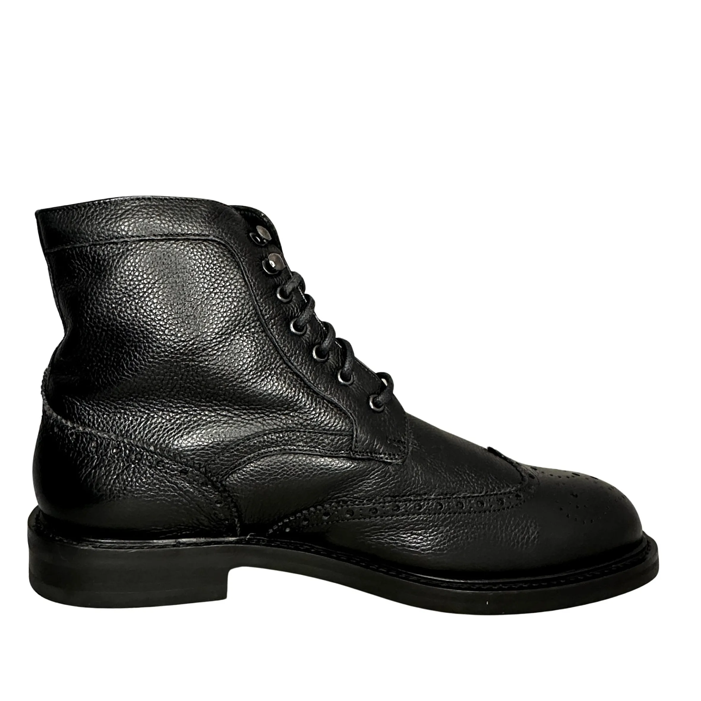 Scarpe di Maremma Anfibio Artigianale Con Pelliccia Di Agnello Cucito Blake Nero*Uomo Stivaletti