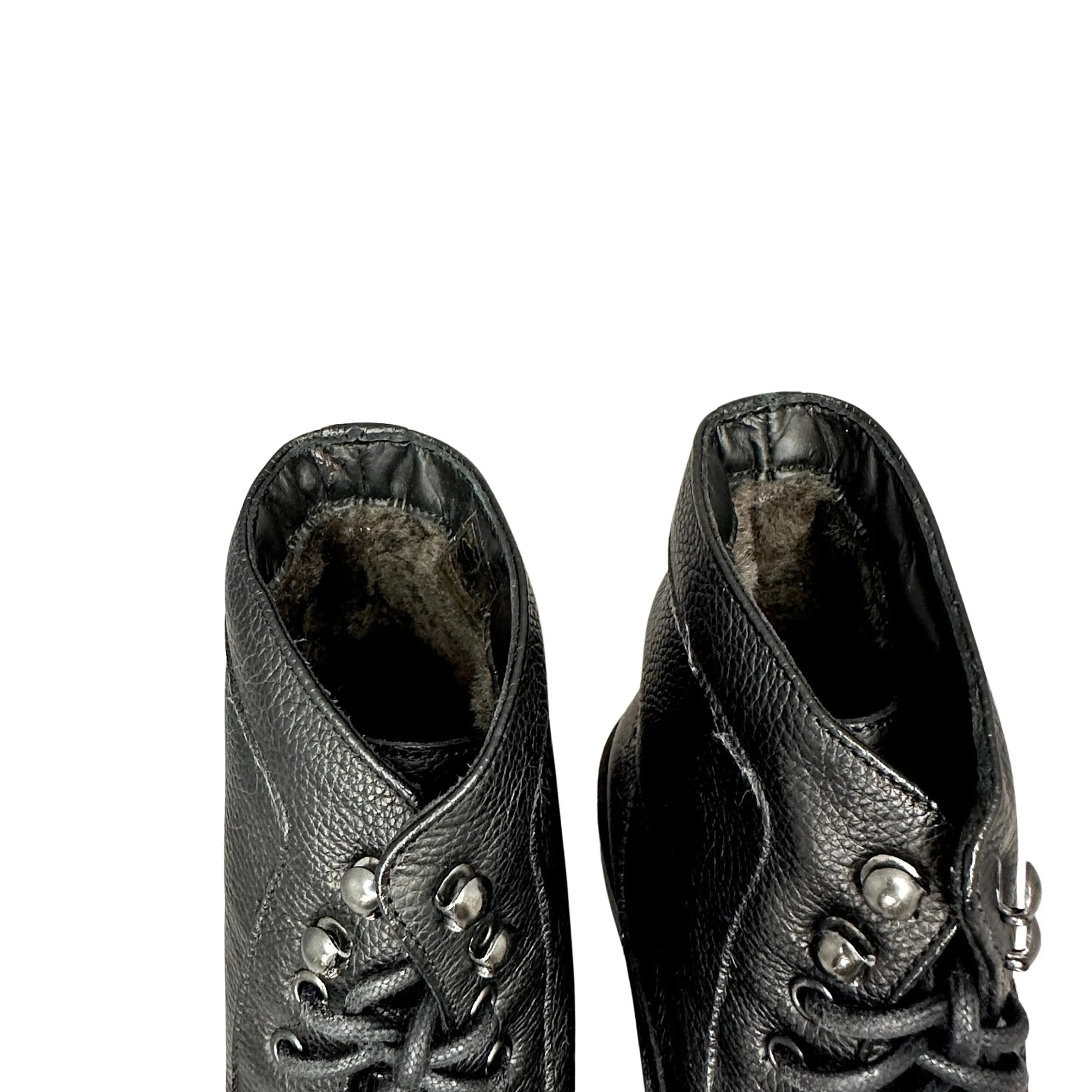 Scarpe di Maremma Anfibio Artigianale Con Pelliccia Di Agnello Cucito Blake Nero*Uomo Stivaletti
