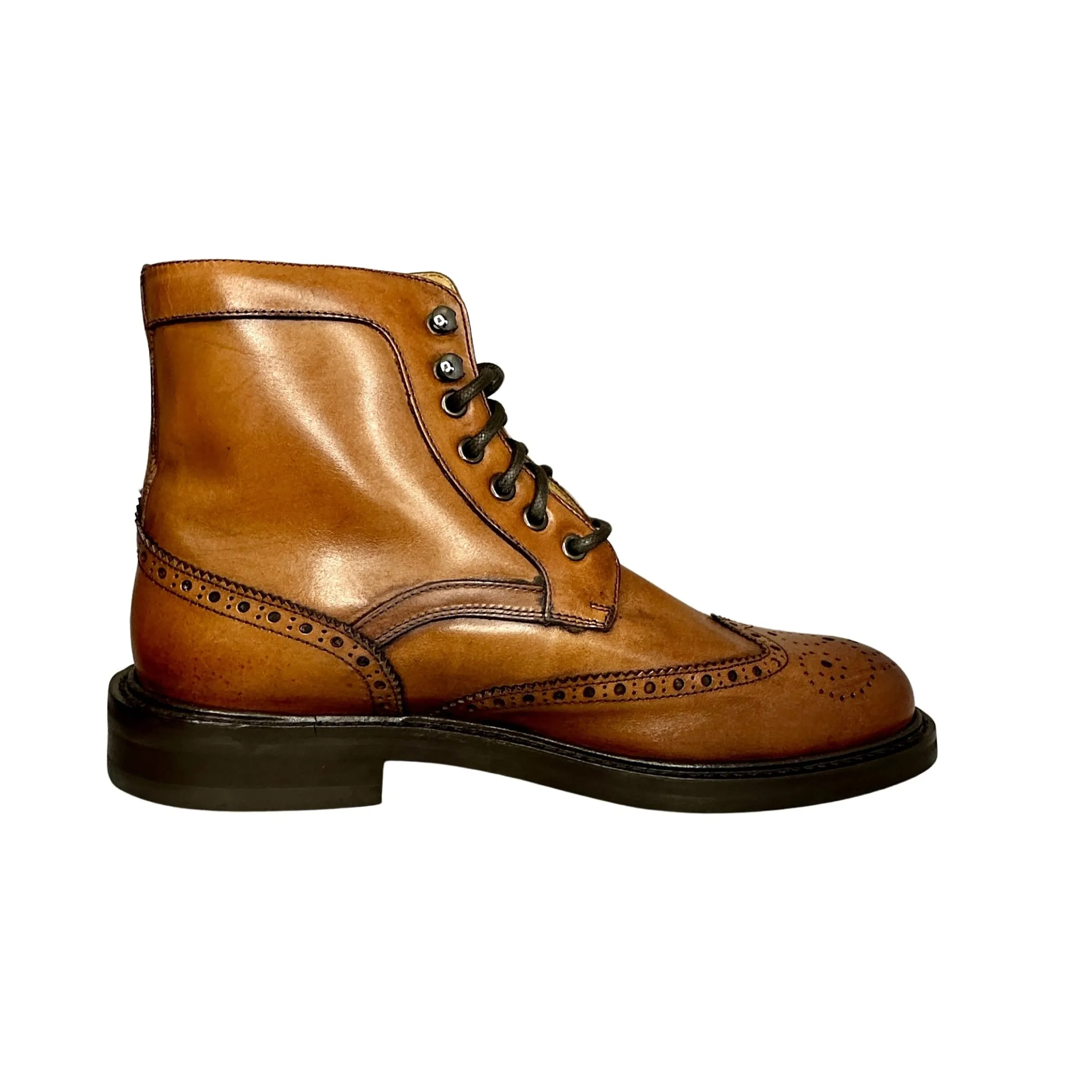 Scarpe di Maremma Anfibio Artigianale Con Pelliccia Agnello Cucito Blake*Uomo Stivaletti