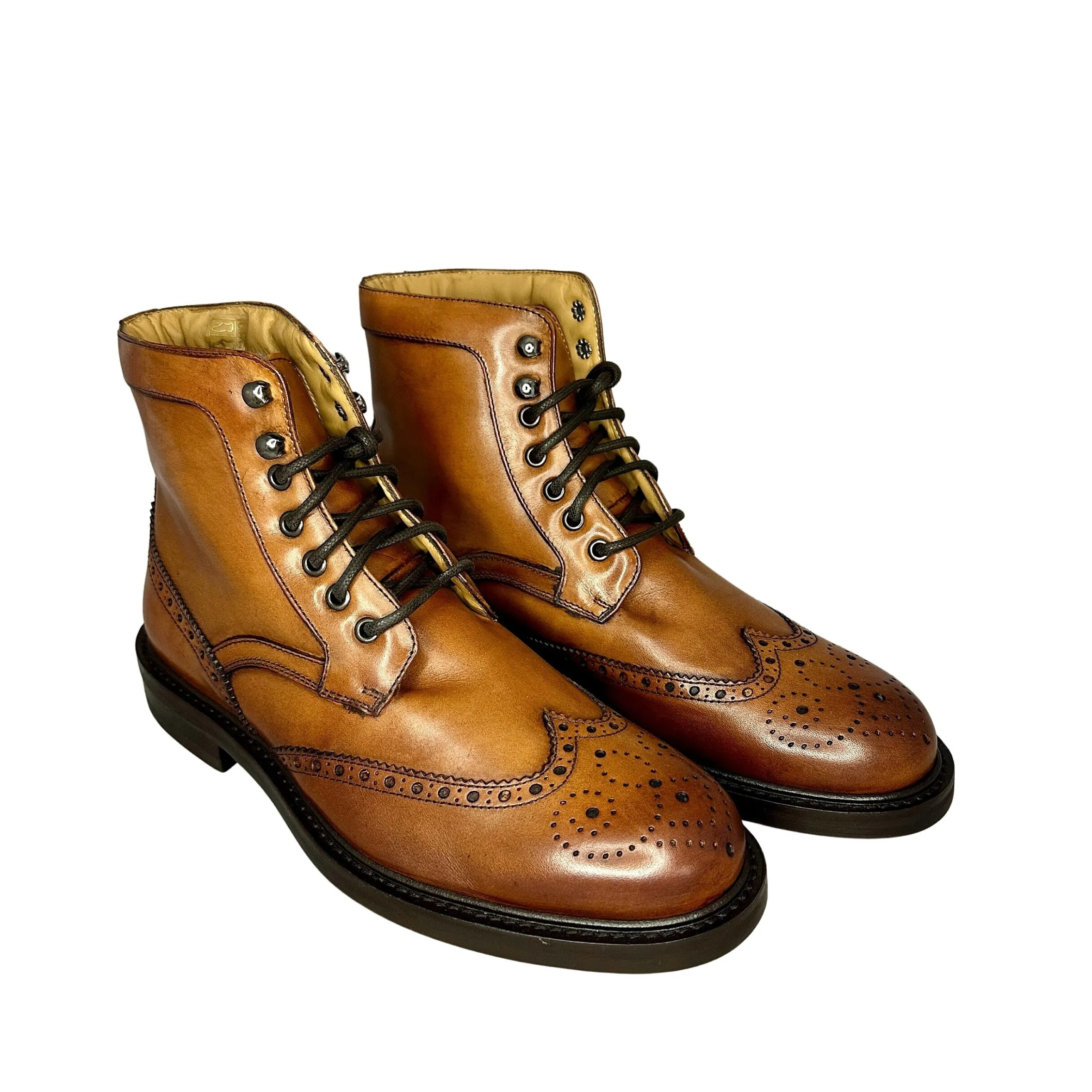 Scarpe di Maremma Anfibio Artigianale Con Pelliccia Agnello Cucito Blake*Uomo Stivaletti