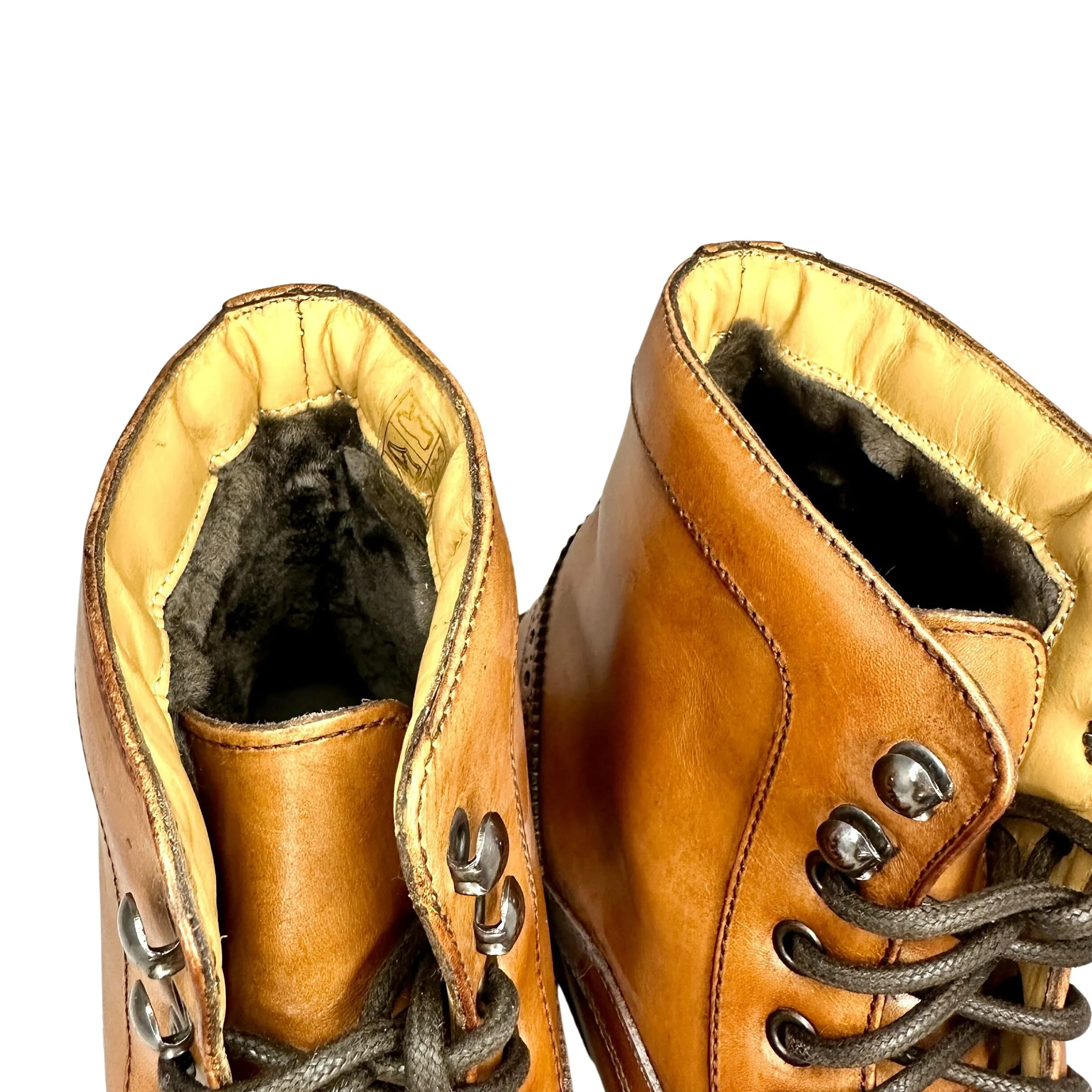 Scarpe di Maremma Anfibio Artigianale Con Pelliccia Agnello Cucito Blake*Uomo Stivaletti