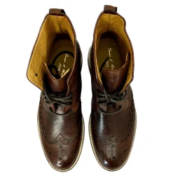 Scarpe di Maremma Anfibio Artigianale In Bufalo Tuffato Marrone*Uomo Stivaletti