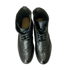 Scarpe di Maremma Anfibio Artigianale In Bufalo Tuffato Nero*Uomo Stivaletti