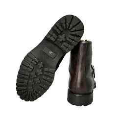 Scarpe di Maremma Anfibio Artigianale Prugna Con Fibbia*Uomo Stivaletti