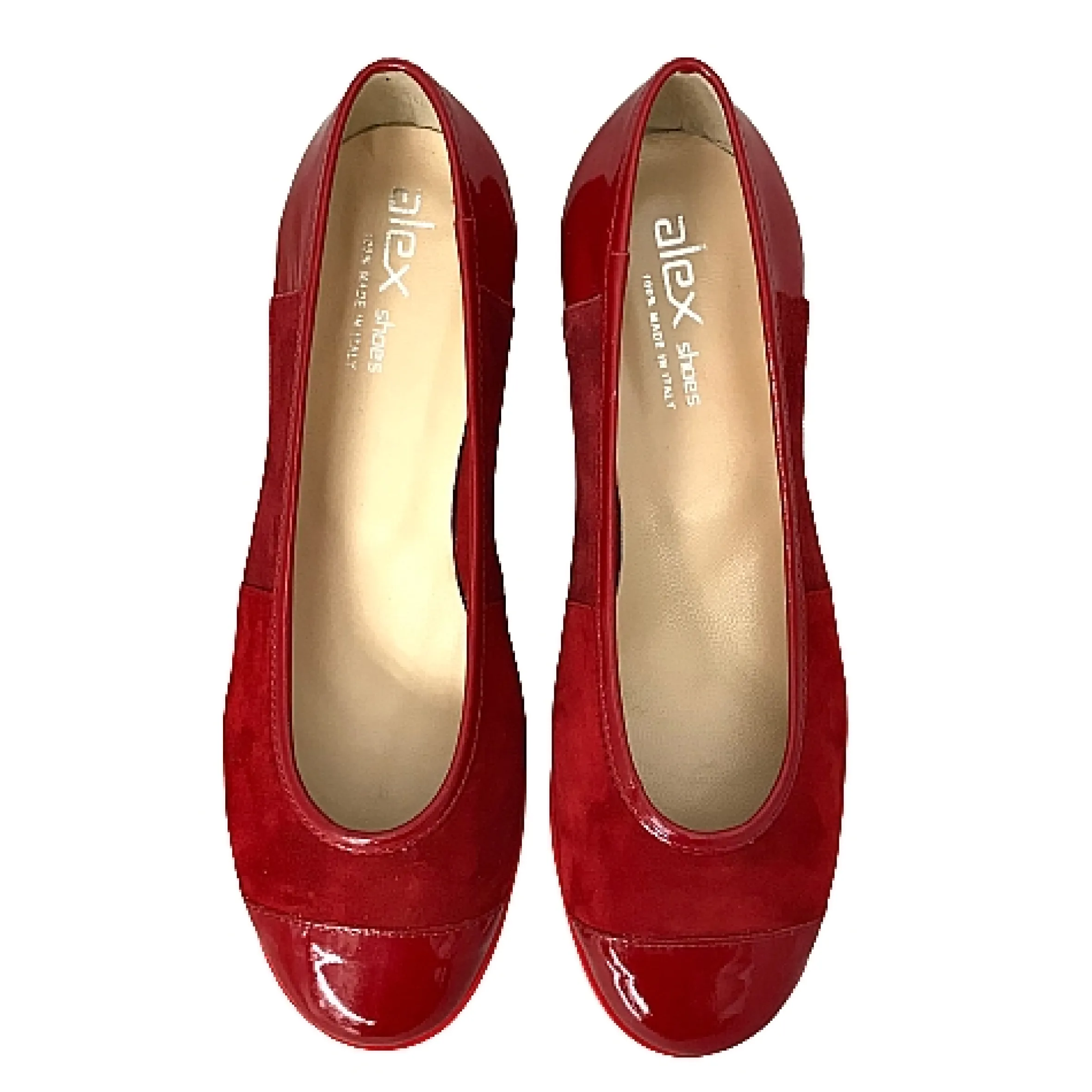 Scarpe di Maremma Ballerina Artigianale In Camoscio E Vernice Rossa*Donna Ballerine