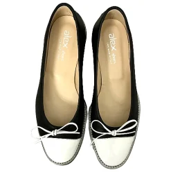 Scarpe di Maremma Ballerina Artigianale In Pelle Nera E Bianca*Donna Ballerine