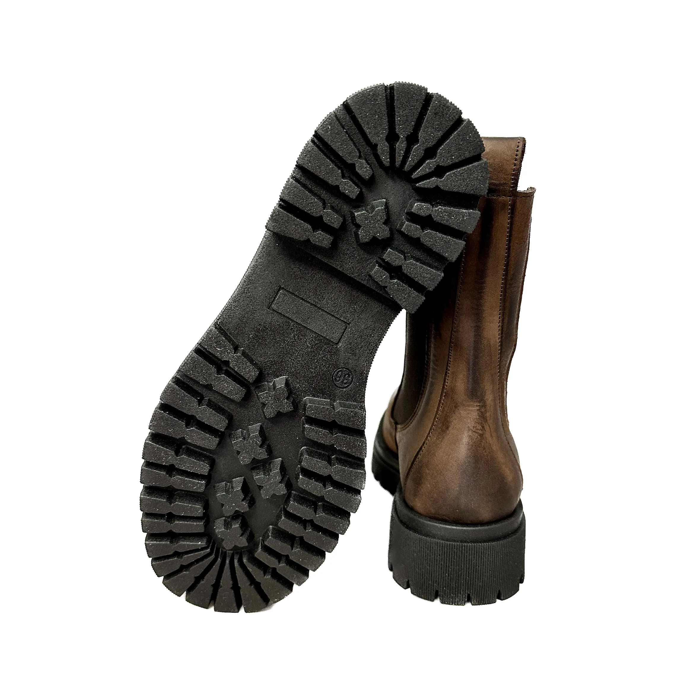 Scarpe di Maremma Beatles Artigianale In Pelle Testa Di Moro Spazzolato*Donna Stivali