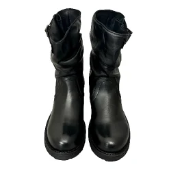 Scarpe di Maremma Biker Artigianale Basso In Pelle Nera Pfv*Donna Stivali