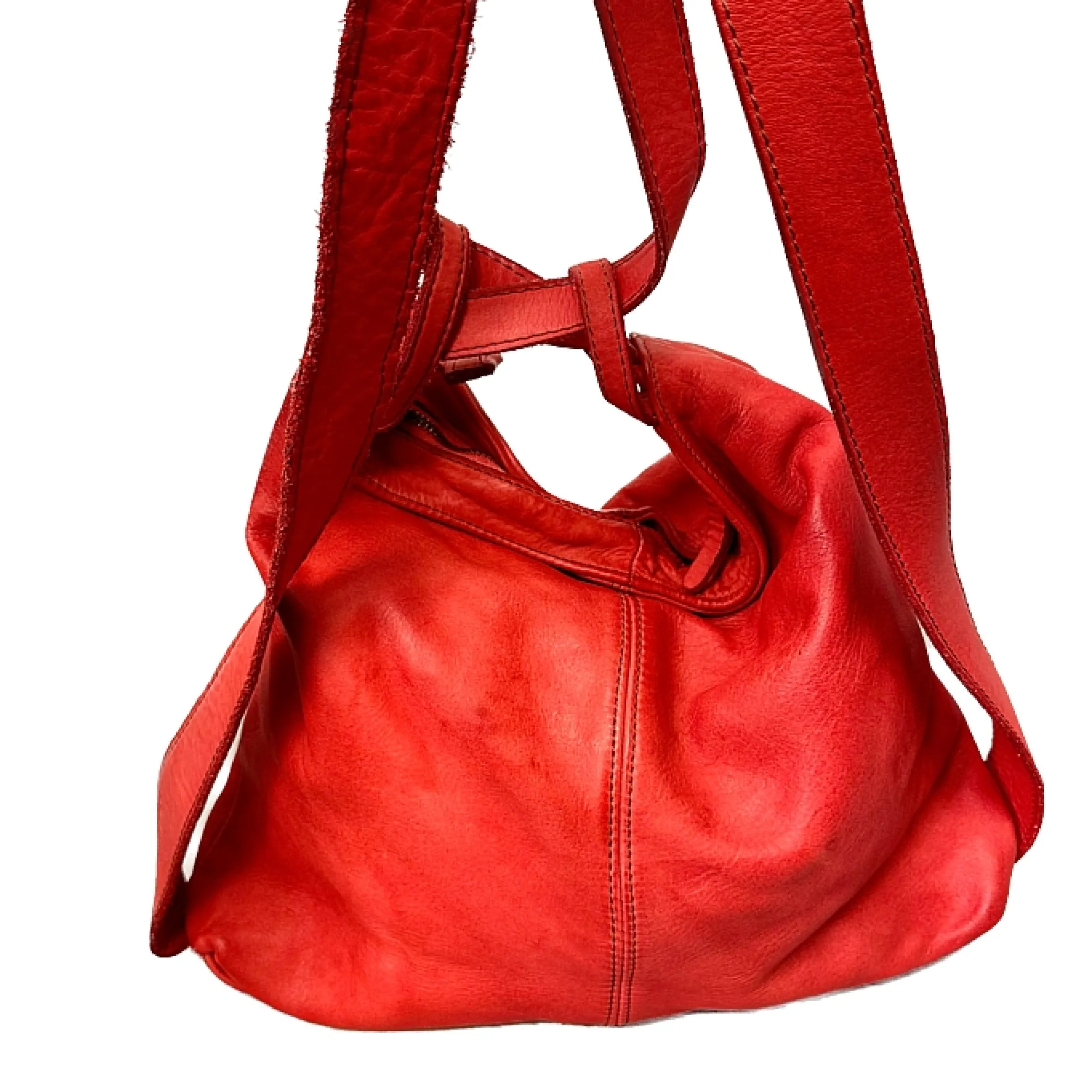 Scarpe di Maremma Borsa / Zaino Artigianale In Pelle Lavata Liscia*Donna Borse Morbide