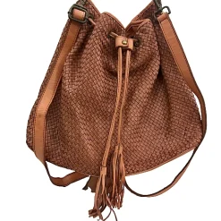Scarpe di Maremma Borsa A Secchiello Intrecciata Cuoio Al Naturale*Donna Borse Morbide
