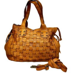 Scarpe di Maremma Borsa Artigianale In Pelle Lavata Con Intreccio Grande*Donna Borse Morbide