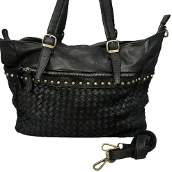 Scarpe di Maremma Borsa Artigianale In Pelle Intrecciata Con Borchiette*Donna Borse Morbide