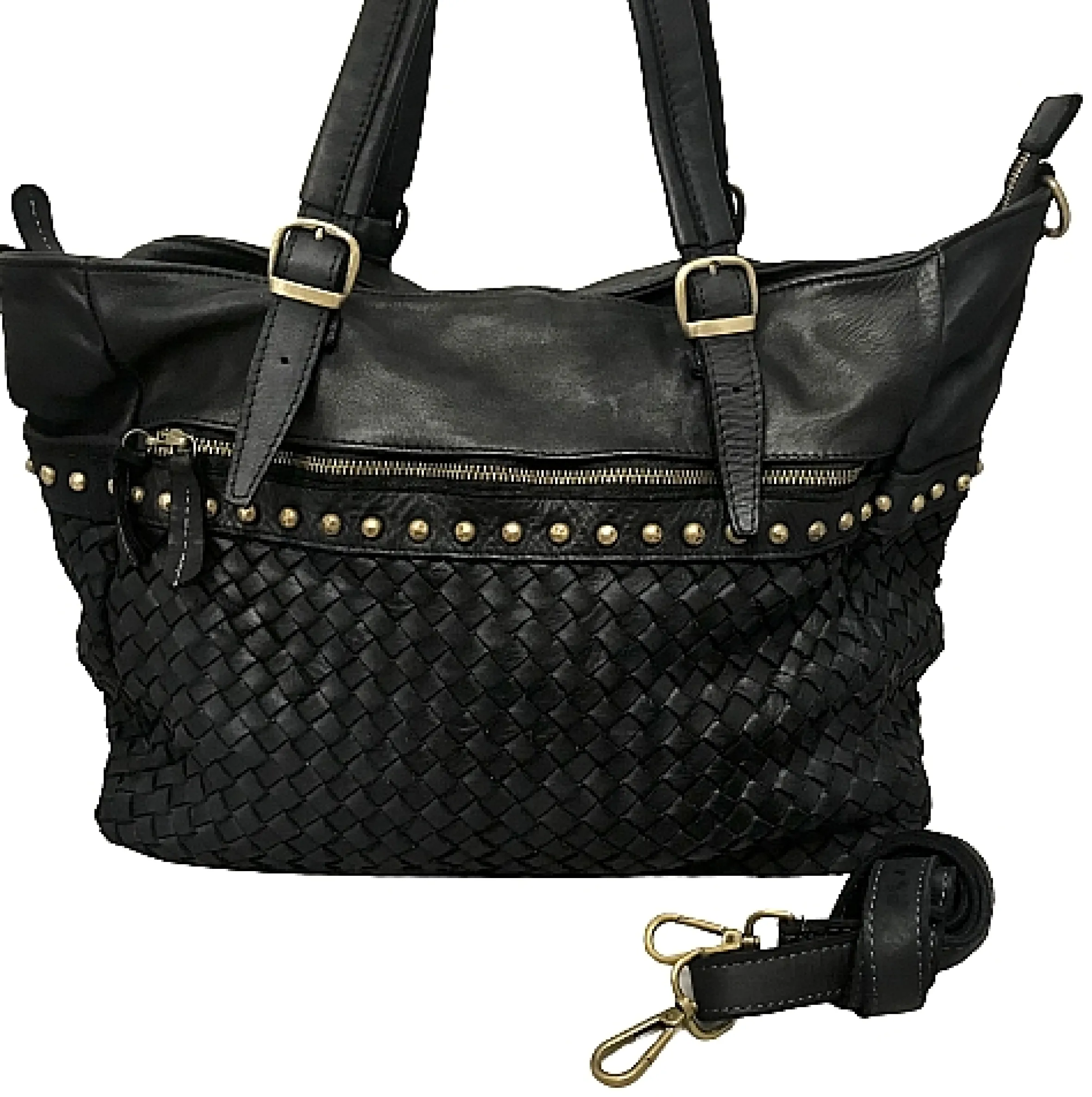 Scarpe di Maremma Borsa Artigianale In Pelle Intrecciata Con Borchiette*Donna Borse Morbide