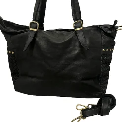 Scarpe di Maremma Borsa Artigianale In Pelle Intrecciata Con Borchiette*Donna Borse Morbide