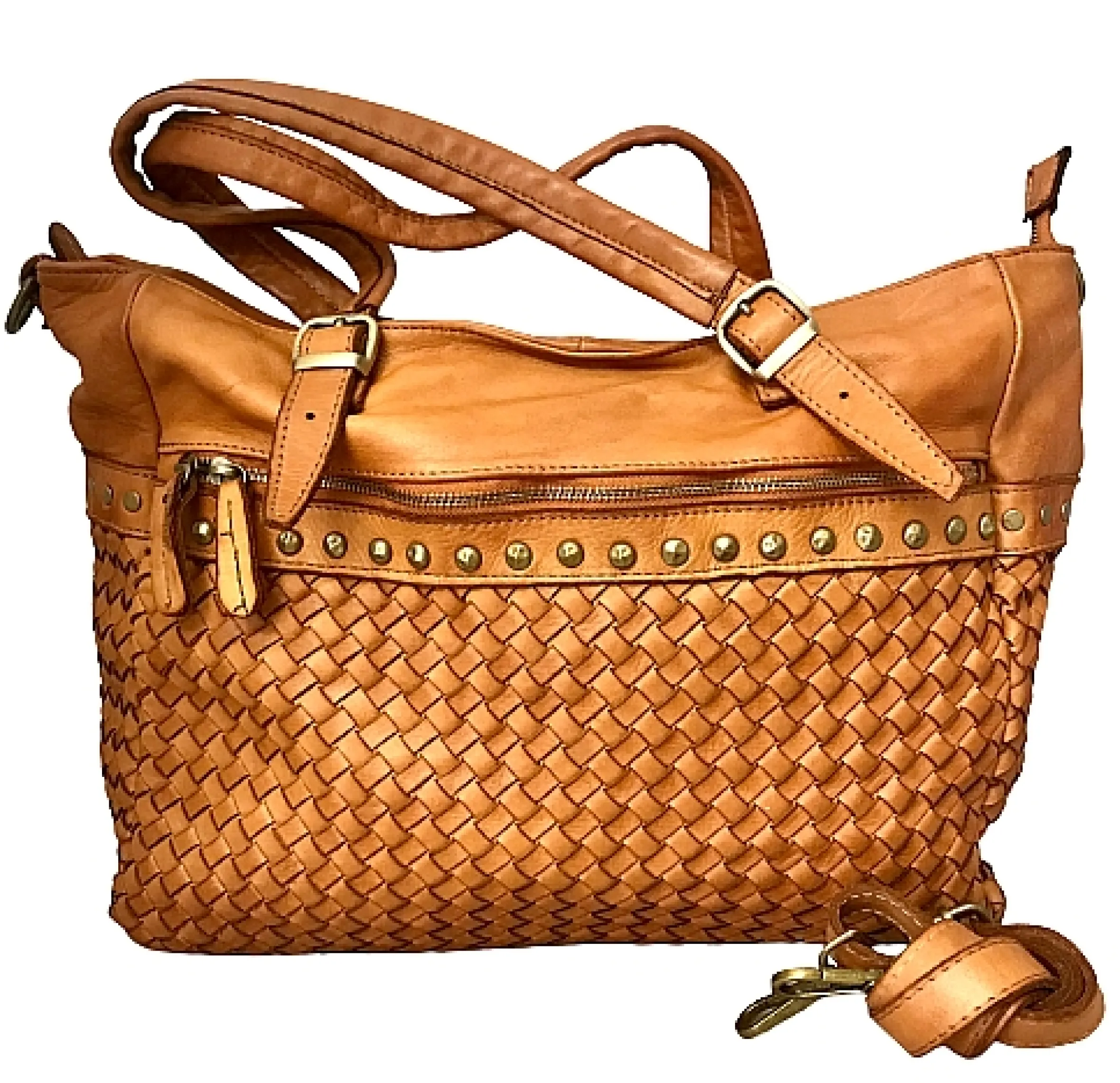 Scarpe di Maremma Borsa Artigianale In Pelle Intrecciata Con Borchiette*Donna Borse Morbide
