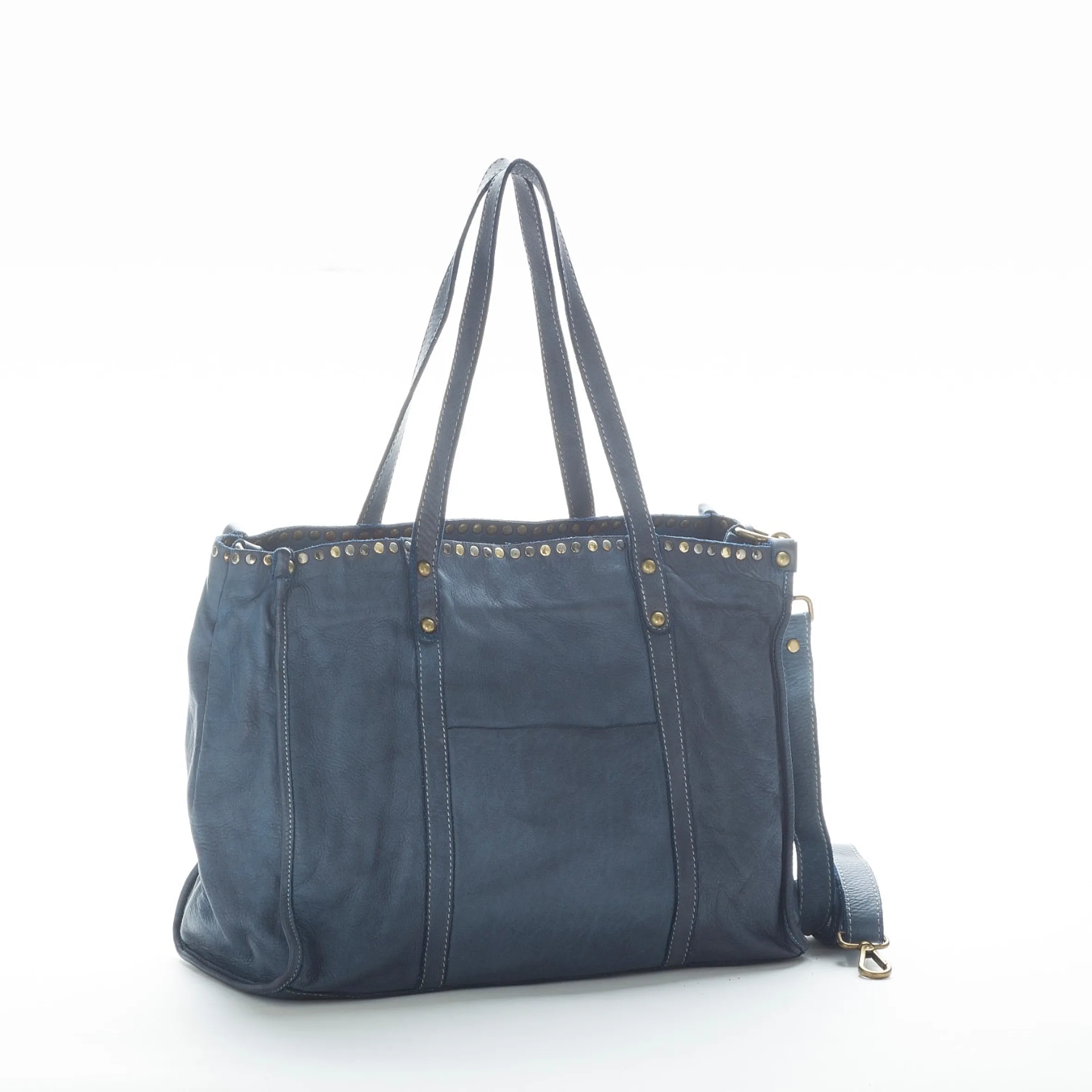 Scarpe di Maremma Borsa Artigianale In Pelle Lavata Rifinita Da Borchiette*Donna Borse Morbide