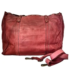 Scarpe di Maremma Borsa Artigianale In Pelle Lavata Rifinita Da Borchiette*Donna Borse Morbide