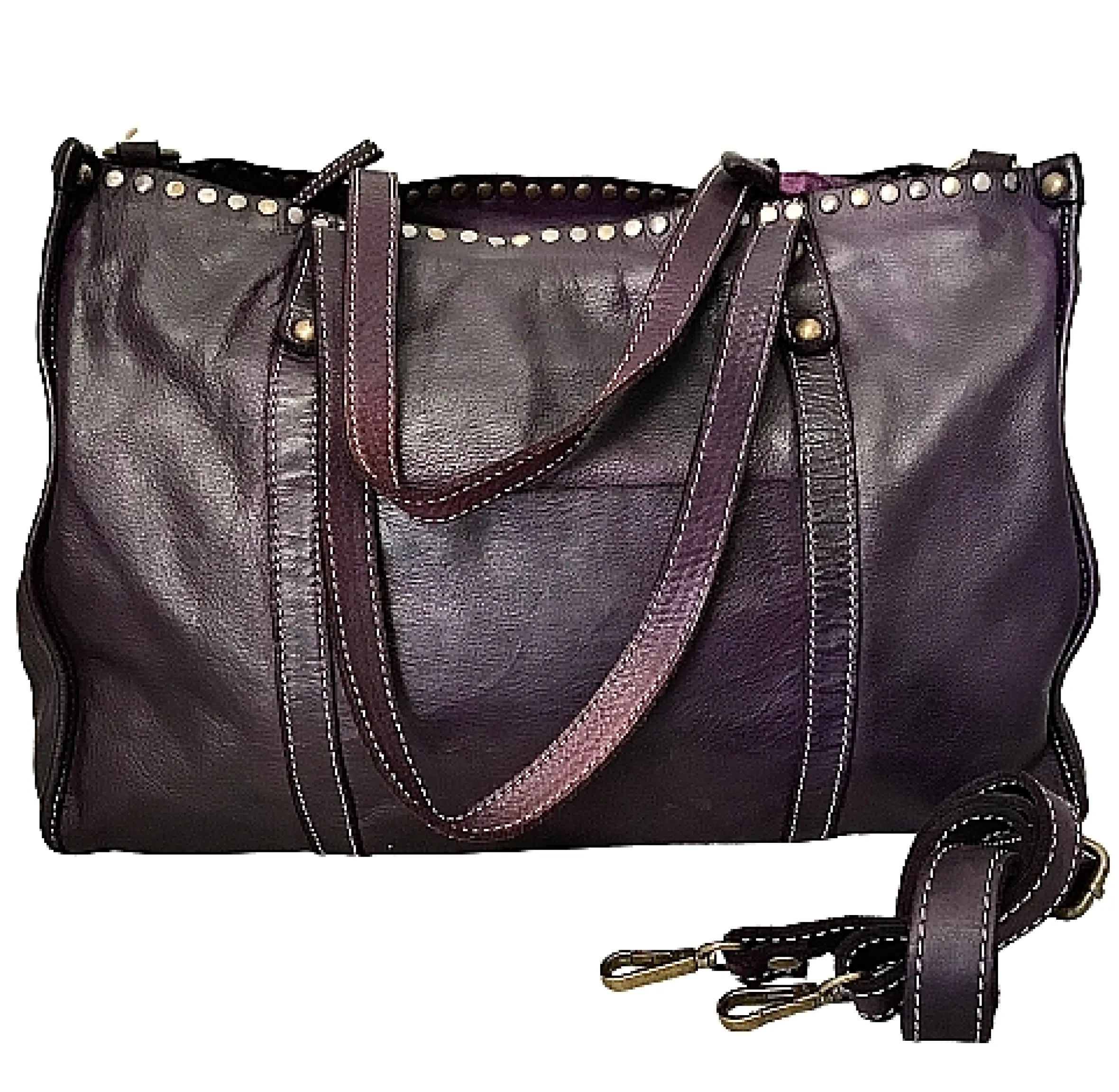 Scarpe di Maremma Borsa Artigianale In Pelle Lavata Rifinita Da Borchiette*Donna Borse Morbide