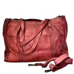 Scarpe di Maremma Borsa Artigianale In Pelle Lavata Rifinita Da Borchiette*Donna Borse Morbide