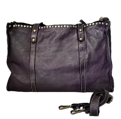 Scarpe di Maremma Borsa Artigianale In Pelle Lavata Rifinita Da Borchiette*Donna Borse Morbide