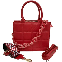 Scarpe di Maremma Borsa Artigianale Trapuntata Rossa*Donna Borse Rigide