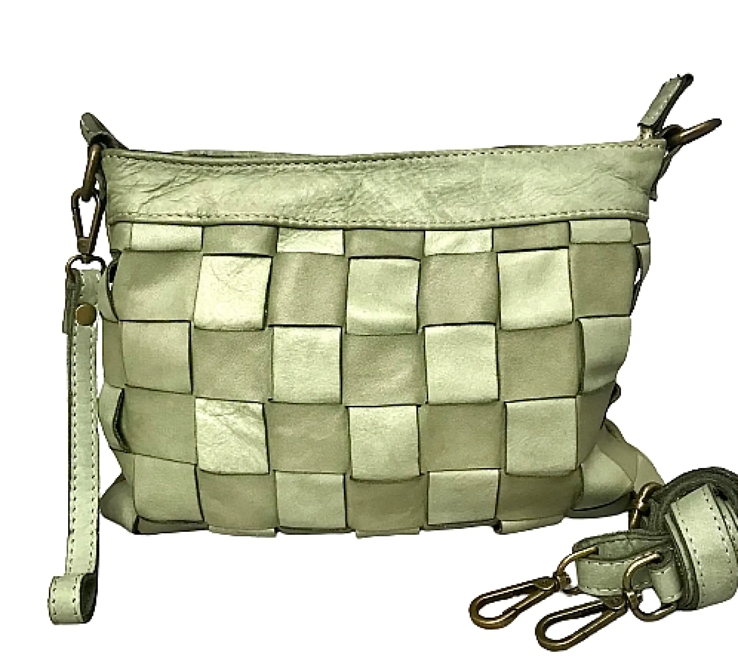 Scarpe di Maremma Borsa Intrecciata Con Cinturino E Tracolla Verde*Donna Borse Morbide