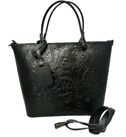 Scarpe di Maremma Borsa Rigida Nera Effetto Ricamo*Donna Borse Rigide