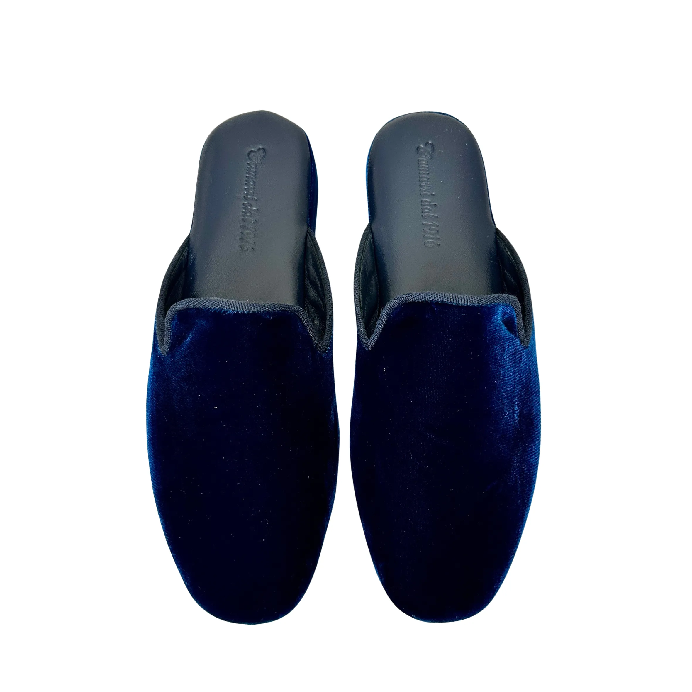 Scarpe di Maremma Ciabatta / Scendiletto In Velluto Blu Con Iniziali Personalizzate*Uomo Ciabatte & Pantofole
