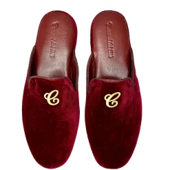 Scarpe di Maremma Ciabatta / Scendiletto In Velluto Bordeaux Con Iniziali Personalizzate*Uomo Ciabatte & Pantofole