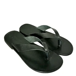 Scarpe di Maremma Ciabatta Artigianale In Pelle Nera Mod.C/7033*Uomo Sandali & Ciabatte