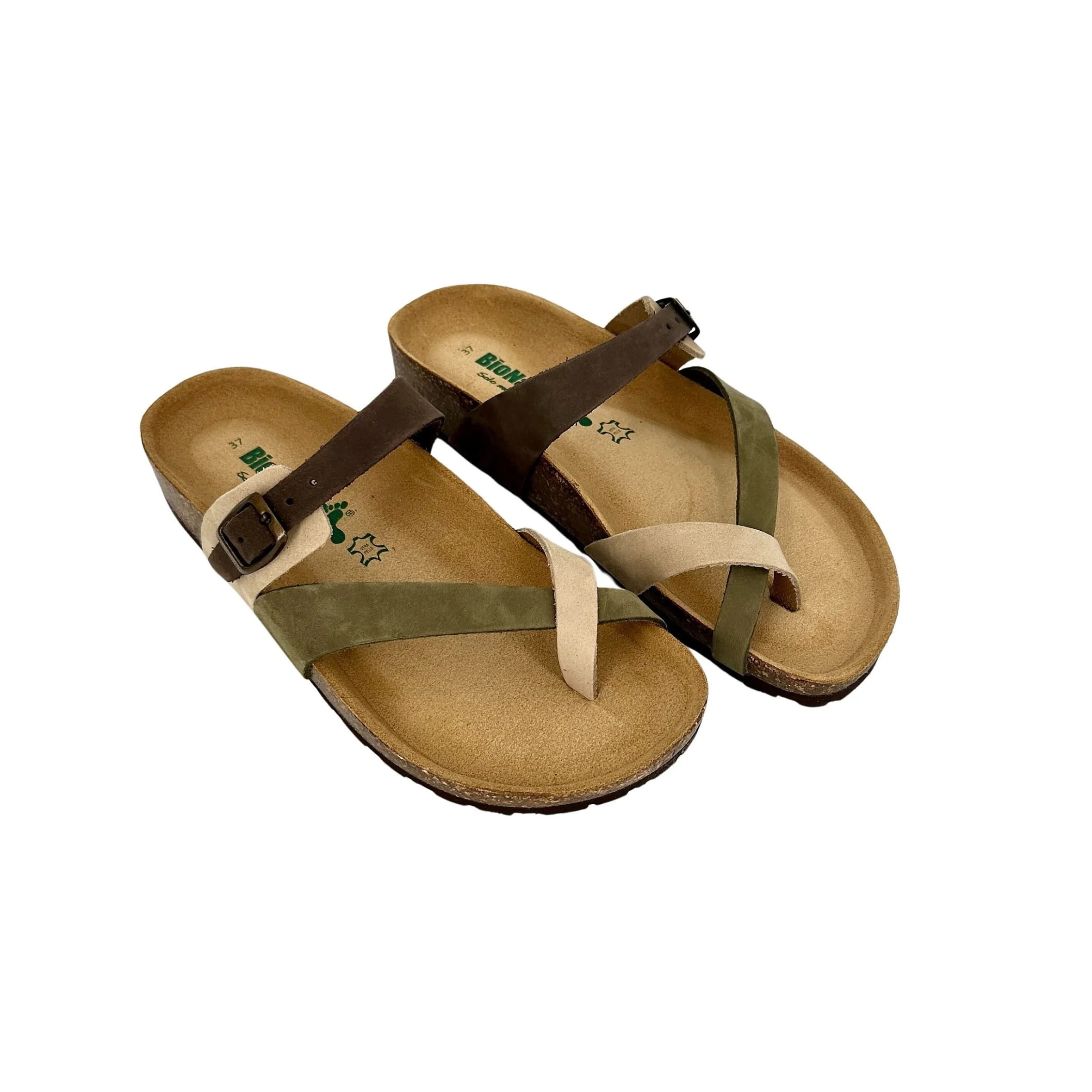 Scarpe di Maremma Ciabatta Bionatura Infradito In Nabuk Multi Militare*Donna Sandali & Ciabatte