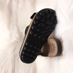 Scarpe di Maremma Ciabatta Doppia Fibbia In Pelle Cocco Nera*Donna Sandali & Ciabatte