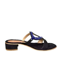 Scarpe di Maremma Ciabatta Gioiello In Camoscio Blu Notte*Donna Sandali & Ciabatte