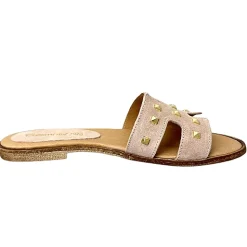 Scarpe di Maremma Ciabatta In Camoscio Cipria Con Borchiette*Donna Sandali & Ciabatte