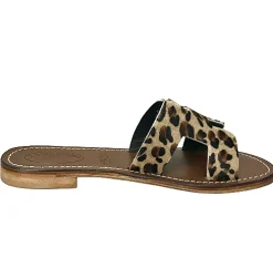 Scarpe di Maremma Ciabatta In Pelle E Cavallino Leopardato Mod. Hermes*Donna Sandali & Ciabatte