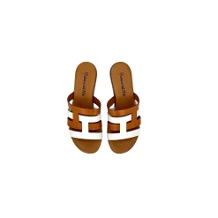 Scarpe di Maremma Ciabatta In Pelle Mattone E Bianco Mod. Hermes*Donna Sandali & Ciabatte