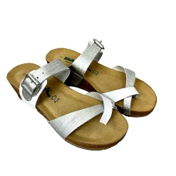 Scarpe di Maremma Ciabatta Infradito Bionatura In Pelle Bianca E Argento*Donna Sandali & Ciabatte