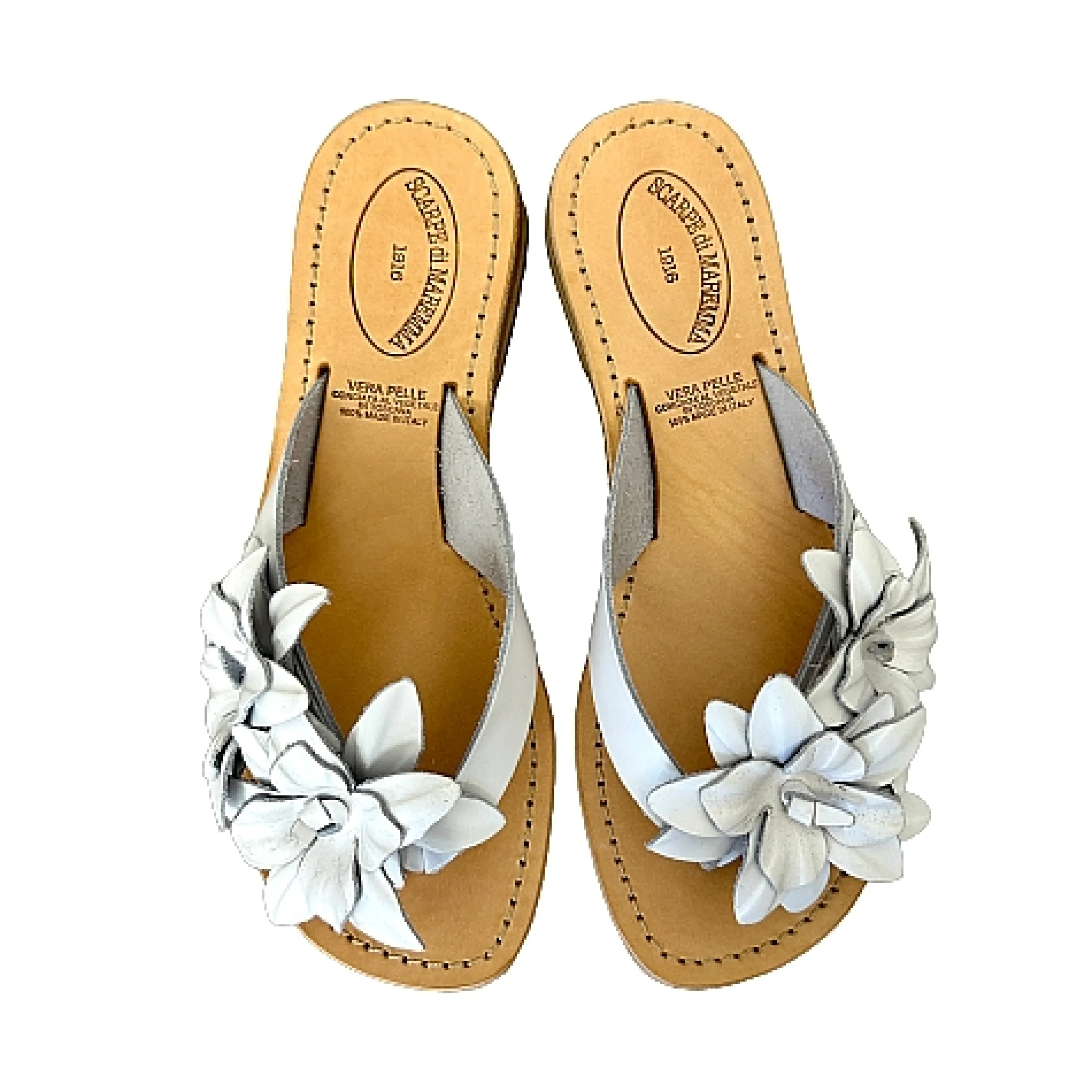 Scarpe di Maremma Ciabatta Infradito In Pelle Bianca Mod. Fabiola*Donna Sandali & Ciabatte