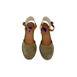 Scarpe di Maremma Espadrillas Zeppa In Camoscio Verbenas Kaki*Donna Sandali & Ciabatte