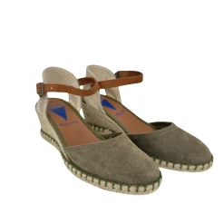 Scarpe di Maremma Espadrillas Zeppa In Camoscio Verbenas Kaki*Donna Sandali & Ciabatte