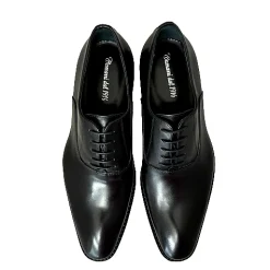 Scarpe di Maremma Francesina Fatta A Mano In Vitello Nero Luxury Collection*Uomo Stringate