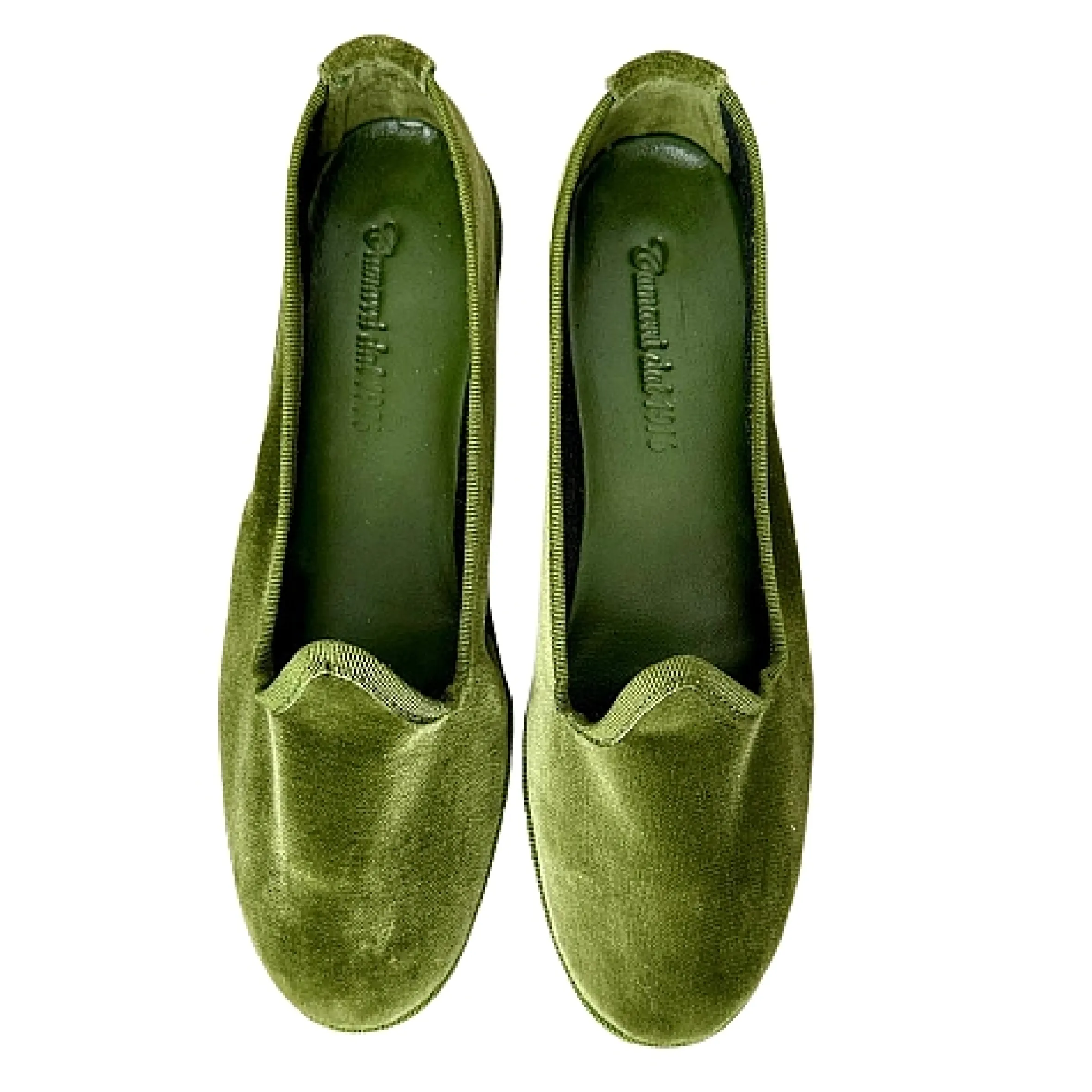 Scarpe di Maremma Friulane Artigianali In Velluto Verde Personalizzate*Donna Mocassini