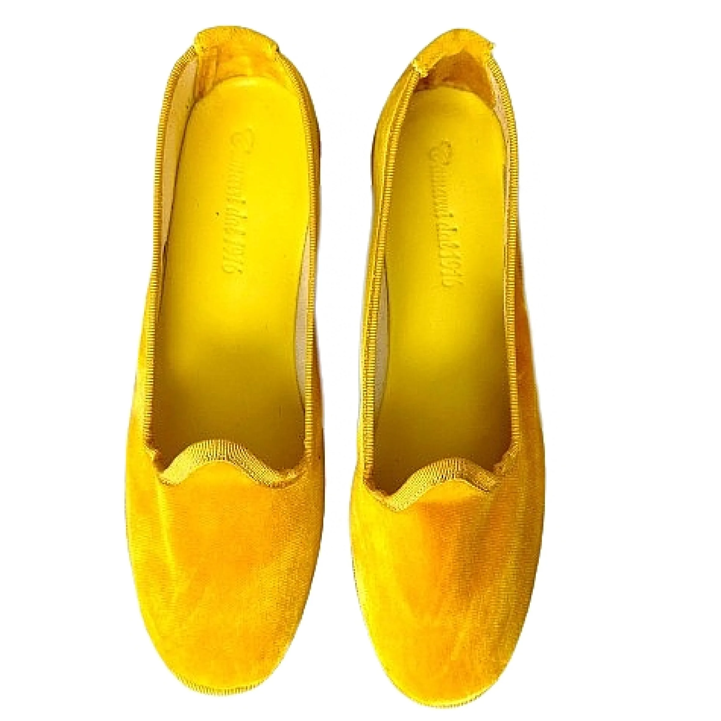 Scarpe di Maremma Friulane Artigianali In Velluto Giallo Personalizzate*Donna Mocassini