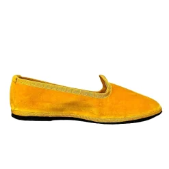 Scarpe di Maremma Friulane Artigianali In Velluto Giallo Personalizzate*Donna Mocassini