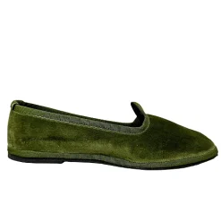 Scarpe di Maremma Friulane Artigianali In Velluto Verde*Donna Mocassini