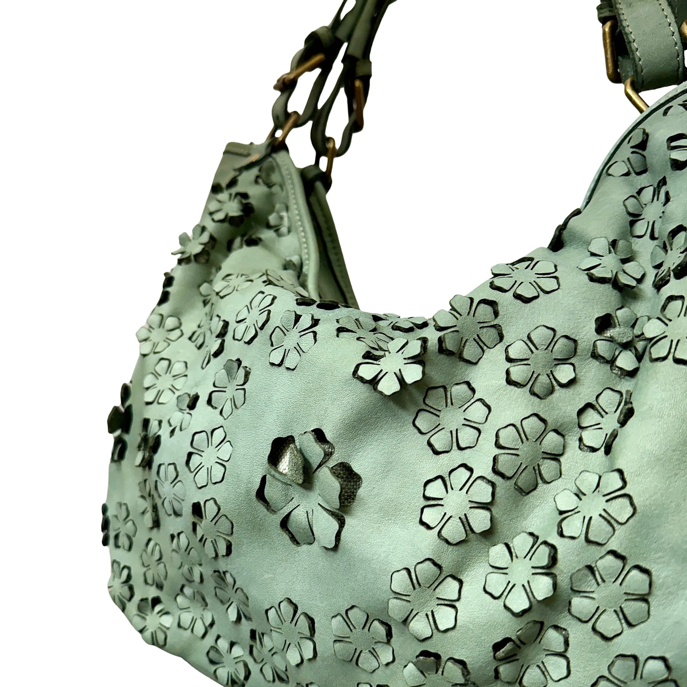 Scarpe di Maremma Lilla Big Pelle Con Fiori Laserati*Donna Borse Morbide