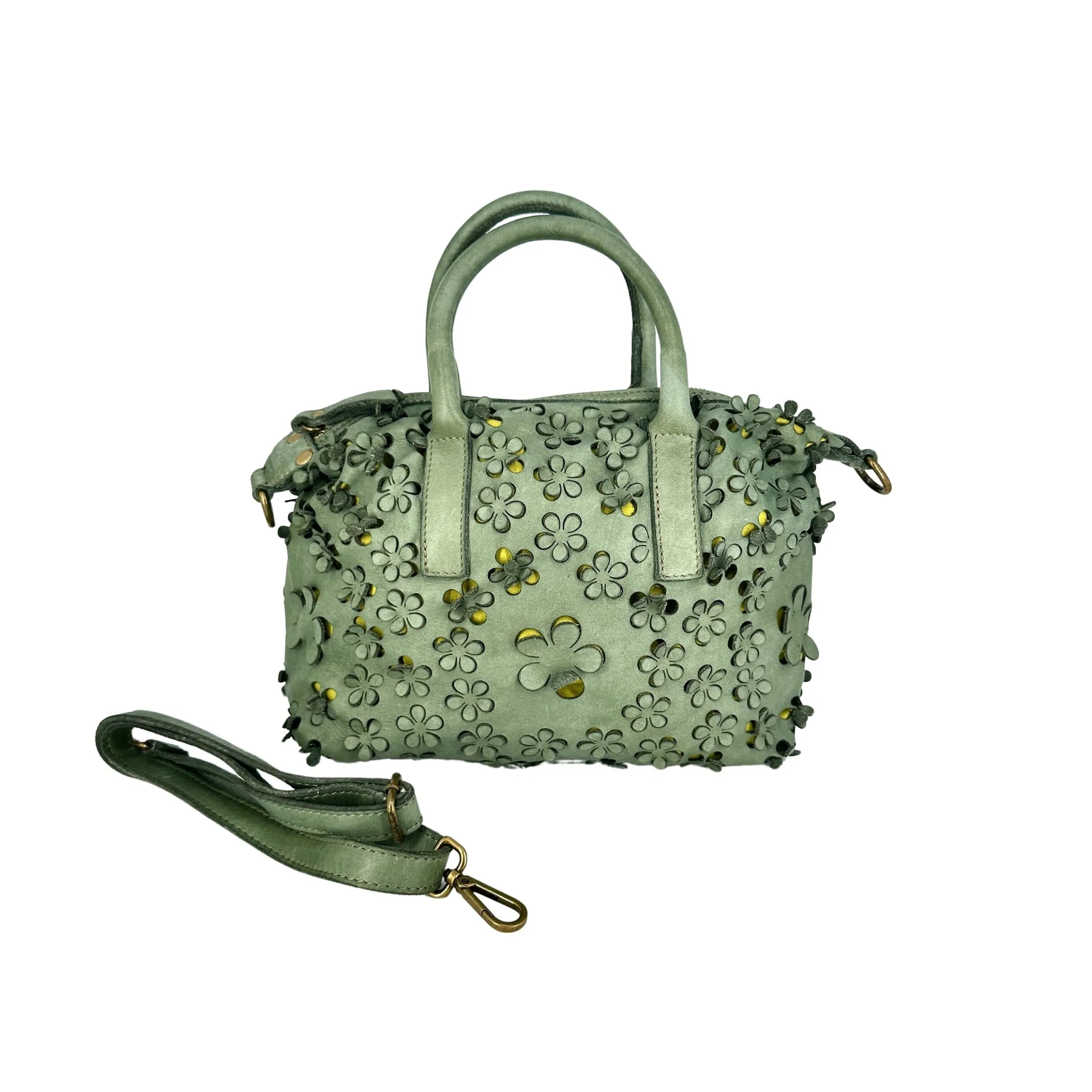 Scarpe di Maremma Lilla Medium Bauletto In Pelle Con Fiori Laserati*Donna Borse Morbide