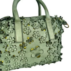 Scarpe di Maremma Lilla Medium Bauletto In Pelle Con Fiori Laserati*Donna Borse Morbide