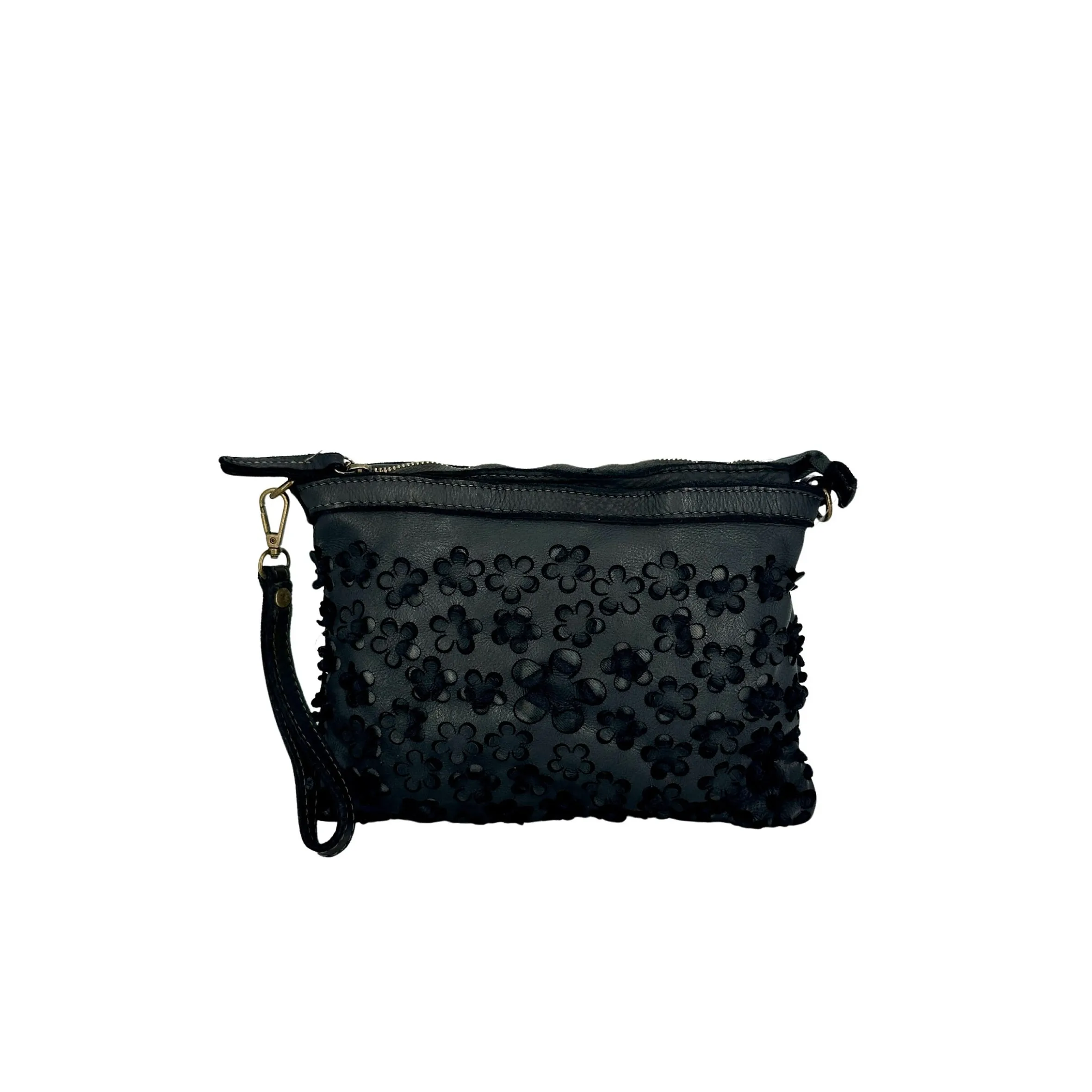Scarpe di Maremma Lilla Small Pochette In Pelle Con Fiori Laserati*Donna Borse Morbide